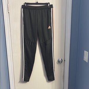 Adidas White and Green Track Pants with Elastic Waistband